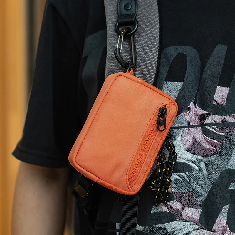 Large Capacity Mini Coin Purse Wallet Multi Card Holder Portable Nylon Solid Color Small Wallet for Women Men Multifunctional