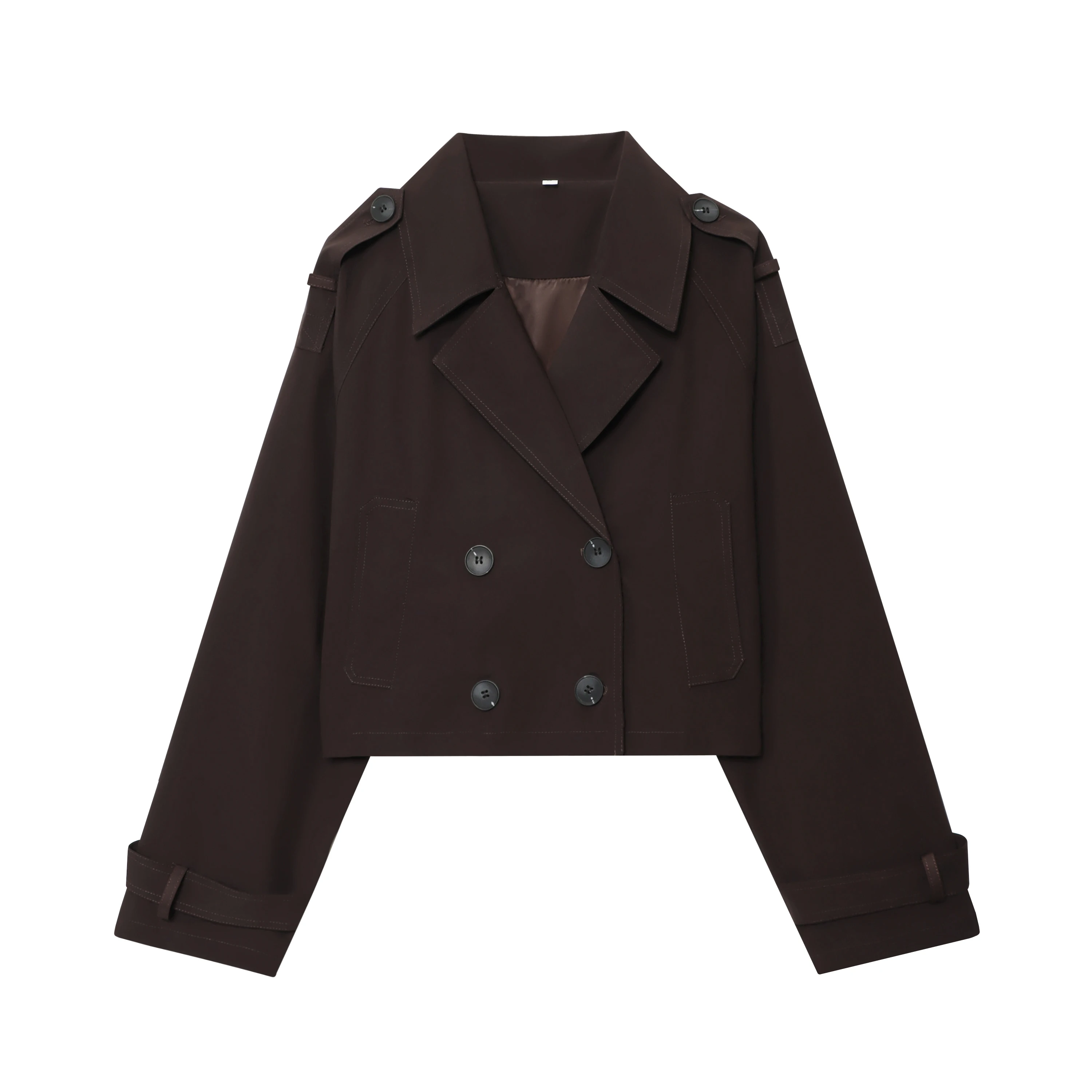 

Fall/Winter 2025 Women's Solid-Color Short Windbreaker Loose-Fit Double-Breasted Vintage Street Style Fashion Trench Coat