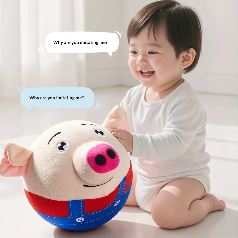 Funjoy Plush Pig Bouncing Ball Talking Interactive Educational Toy Rechargeable Detachable Entertainment Home Use