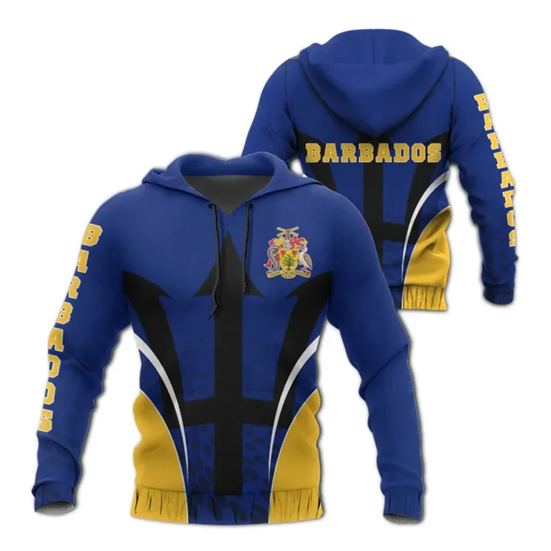 

Barbados National Flag 3D Printed Hoodies Barbados Coat Of Arms Emblem Graphic Hooded Sweatshirts Mens Clothing Pullovers Hoodie