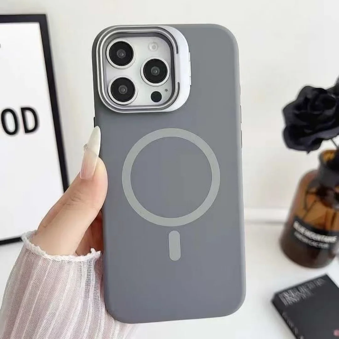 عدسة غير مرئية مسنده ل Magsafe حافظة مغناطيسية لاسلكية آيفون 17 16 15 14 13 12 برو ماكس 11 غطاء ممتص للصدمات من السيليكون السائل #4