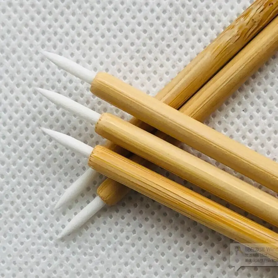 Eco Makeup Detailed Eyeliner Brushes Lip liner Wands with bamboo handles Fine Line Applicator 50pcs/pack