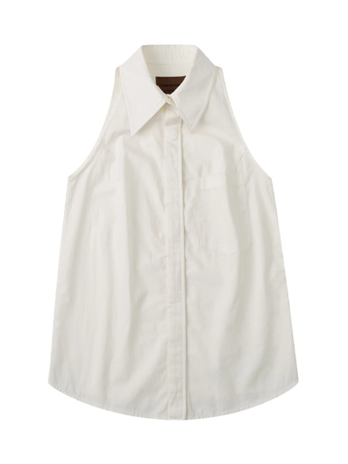 سترة نسائية لربيع 2025 من الشيفون الأبيض الناعم والصديق للبشرة irt كورية Sle للتنقل لون نقي وطول عادي #5