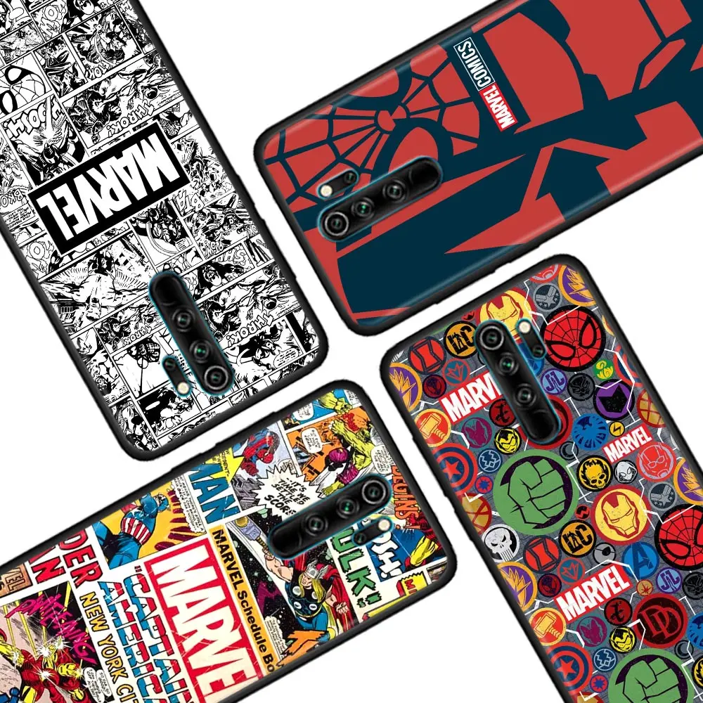 Funda Xiaomi Redmi 9 C NFC 9T 9A 10 8A 7 6 Case Cover For Red mi K40 K50 Pro Plus Coque Marvel Comic Avengers Logo