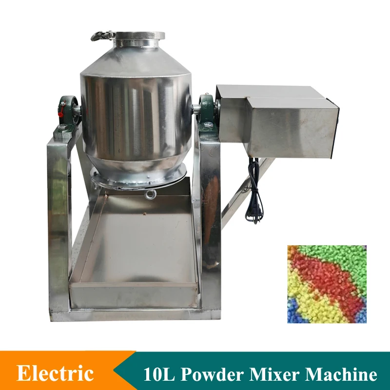 Small Powder Mixing Machine Electric Rotary Drum Powder Mixer 5L Stainless Steel Powder Mixing Blender Machine