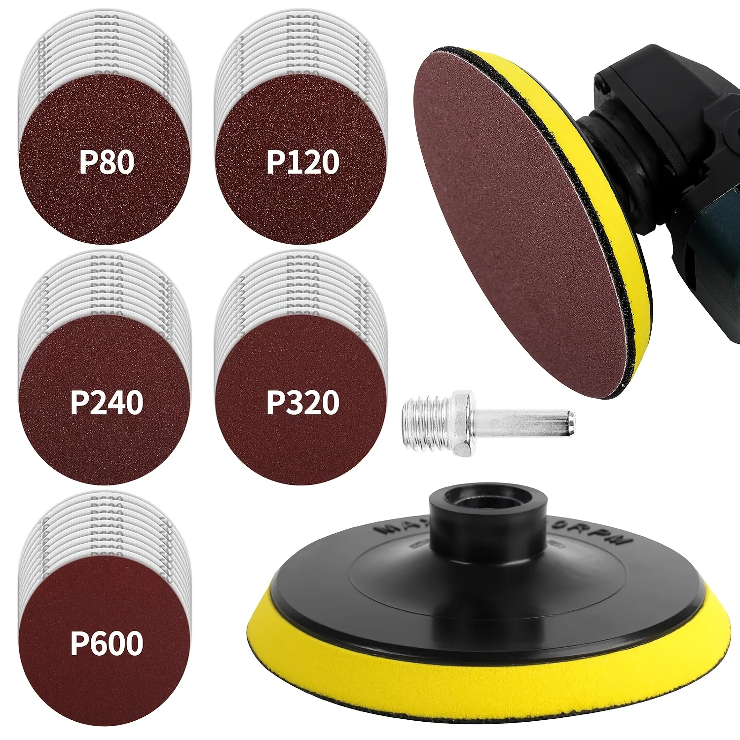 conjunto-de-52-discos-de-lixa-de-100mm-graos-80-600-para-uso-a-seco-e-Umido-com-suporte-m14-e-adaptador-para-furadeira-para-polimento-de-madeira-metal-e-carros