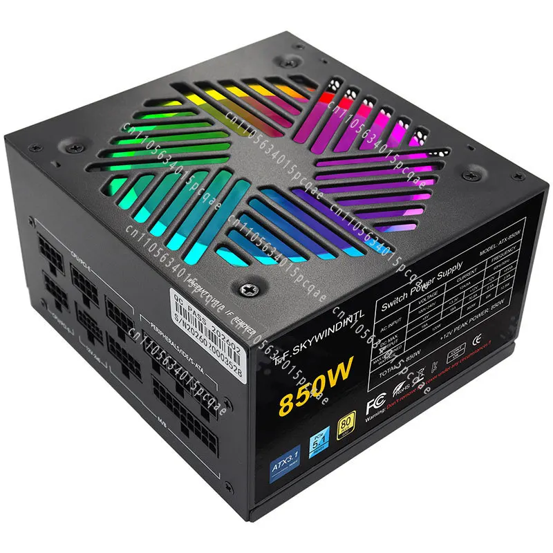 High-quality 850W RGB PCIE 5.1 Fully Modular PC Power Supply, New 24PIN Desktop PC Power Supply, Suitable for Gaming