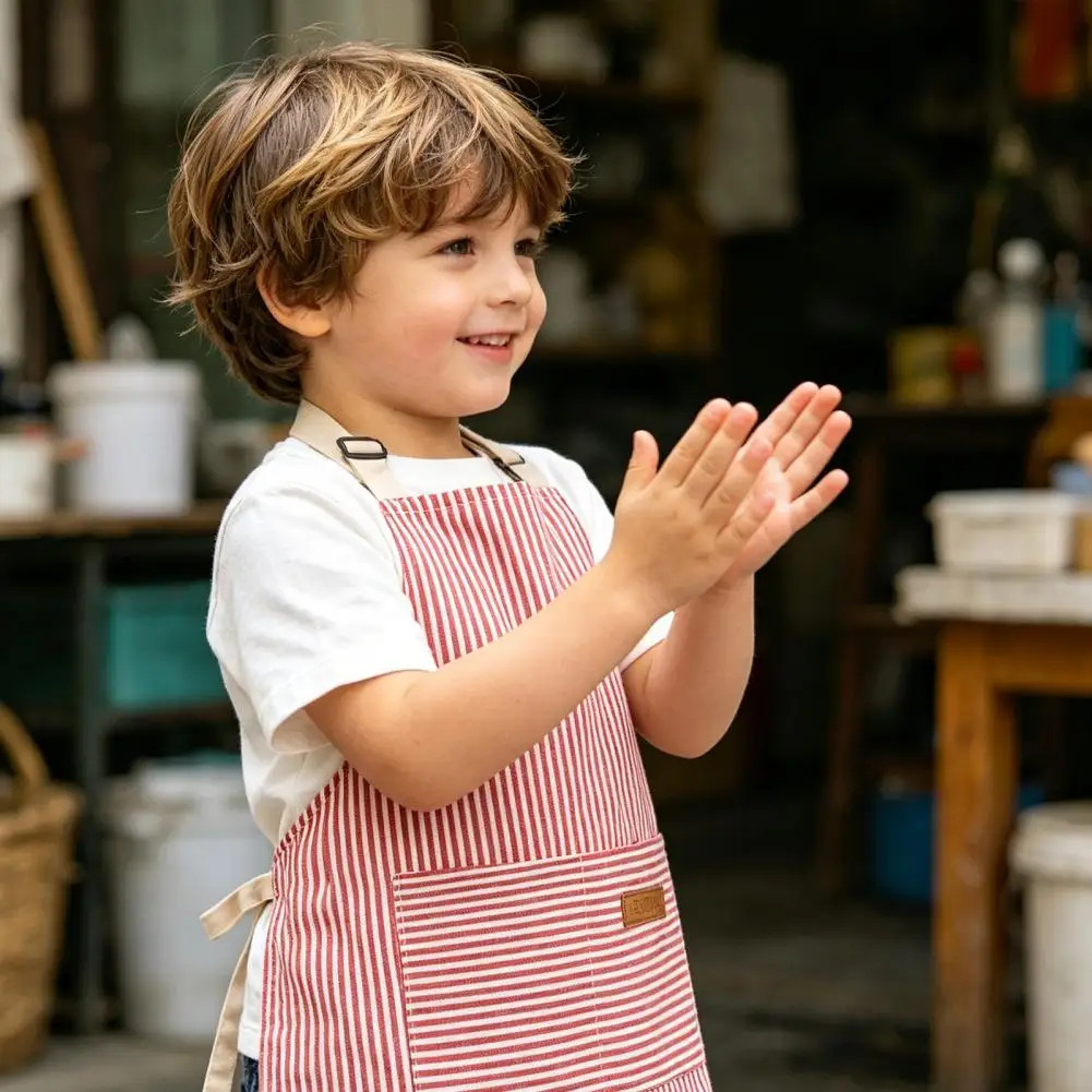 Small Storage Habit Apron Adjustable Kids Apron with Neck Clip Water-resistant Children Painting Smock Front for Home for Kids