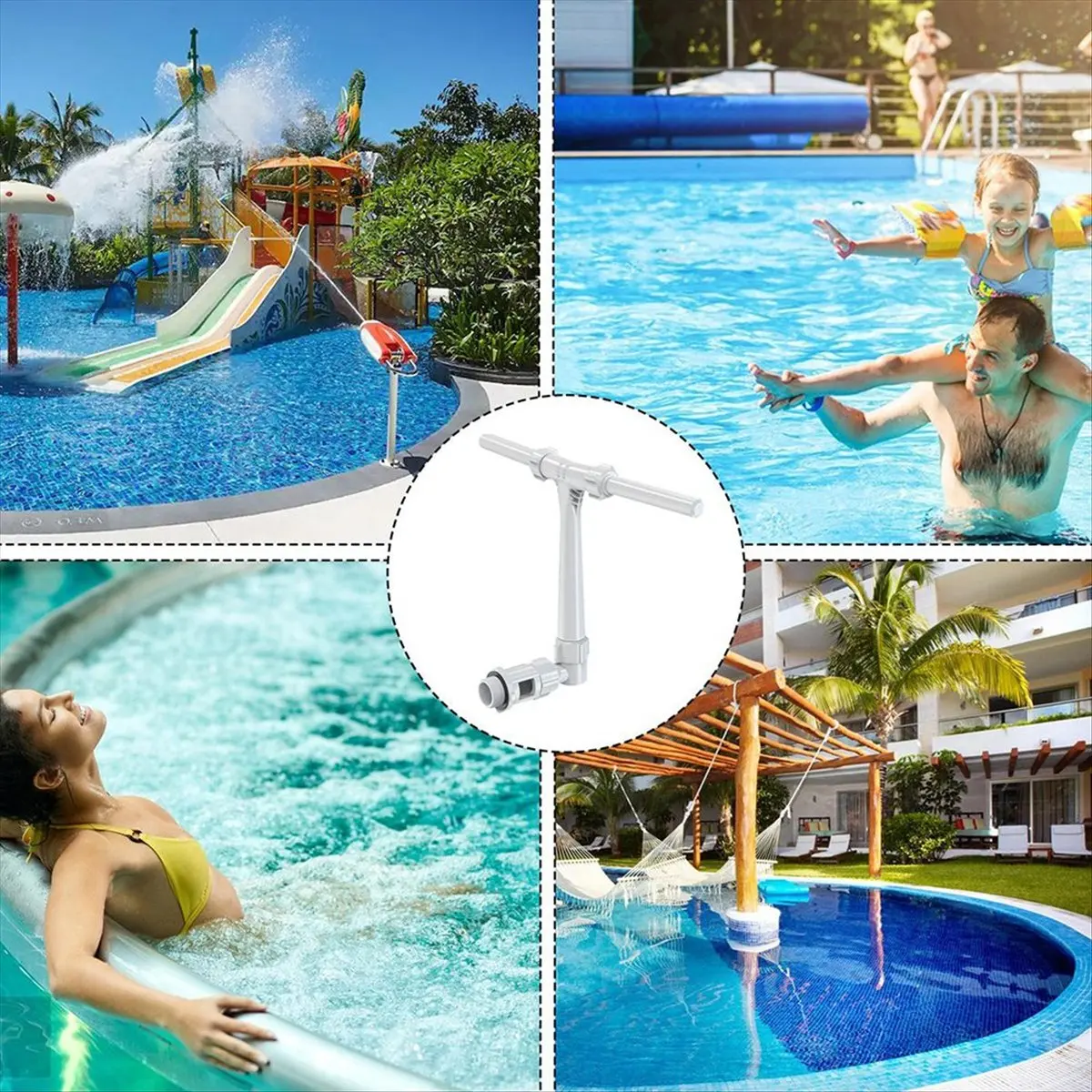 

ABUA Pool Fountain for Above in-Ground Pools Adjustable Dual Waterfall Ground,Swimming Pool Spa Water Fountain,Pool Accessory