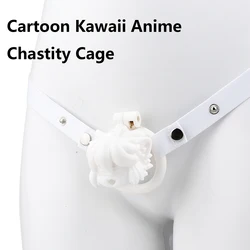 Bdsm Male Cartoon Kawaii Anime Chastity Cage Device ABS Cock Cage With 4 Sizes Penis ring Slave Restrict Sex Toys For Men Sissy