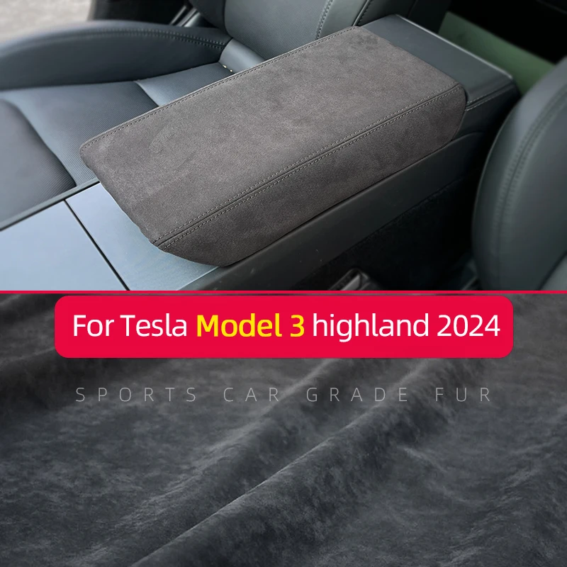 For Tesla Model3 Highland 2024 Center Console Armrest Storage Box Leather Cover Protective Cover 2024 Model3 Y 20-23 Accessories