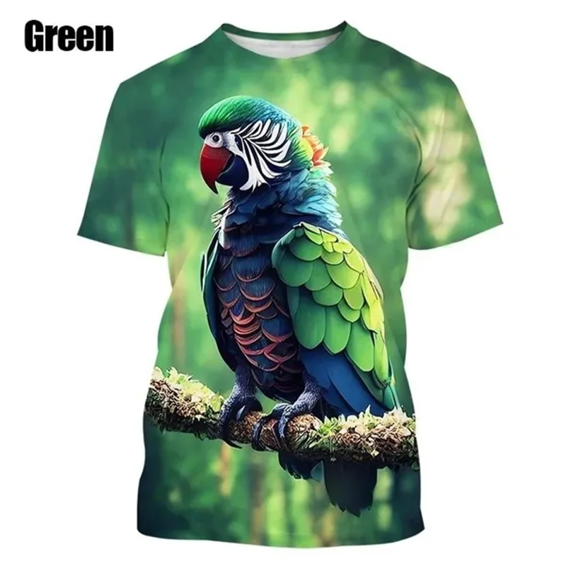 3D Printing Novelty Parrot Pattern T Shirt For Men Summer Casual Short Sleeved Funny Tees Top Mens O Neck Oversized Tshirts