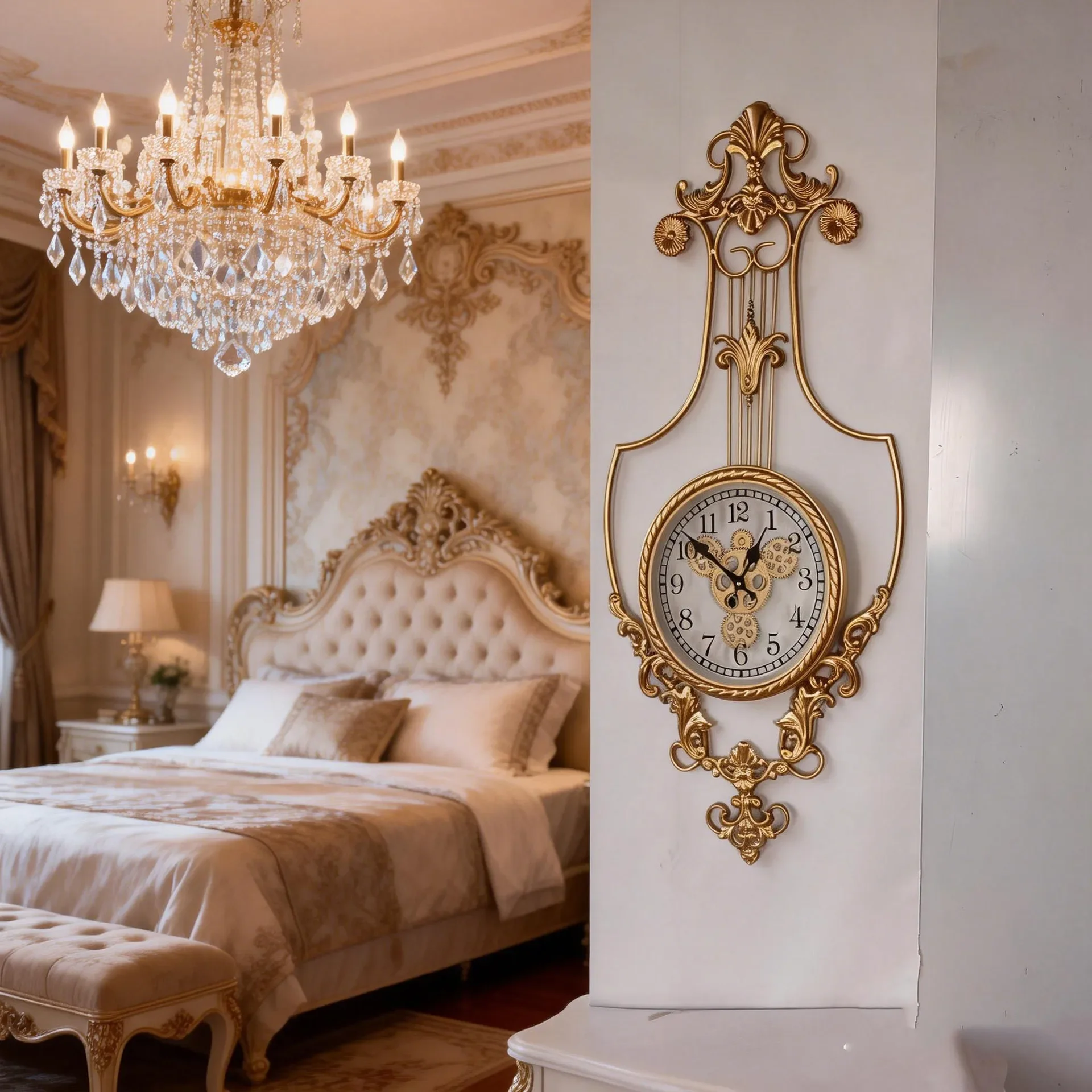 Retro American gear clock interior antique decoration silent wall living room metal home creative clock