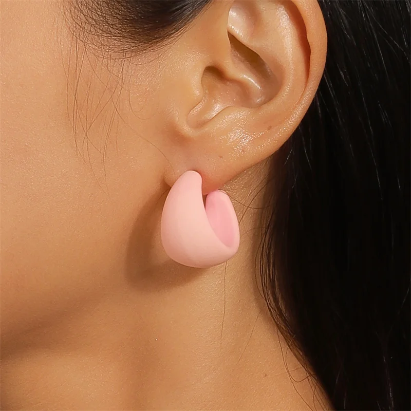 Aihua koreanische bunte Acryl klobige runde Creolen für Frauen einfache geometrische Harz Ohrringe Aussage Schmuck Geschenke – Detail 7