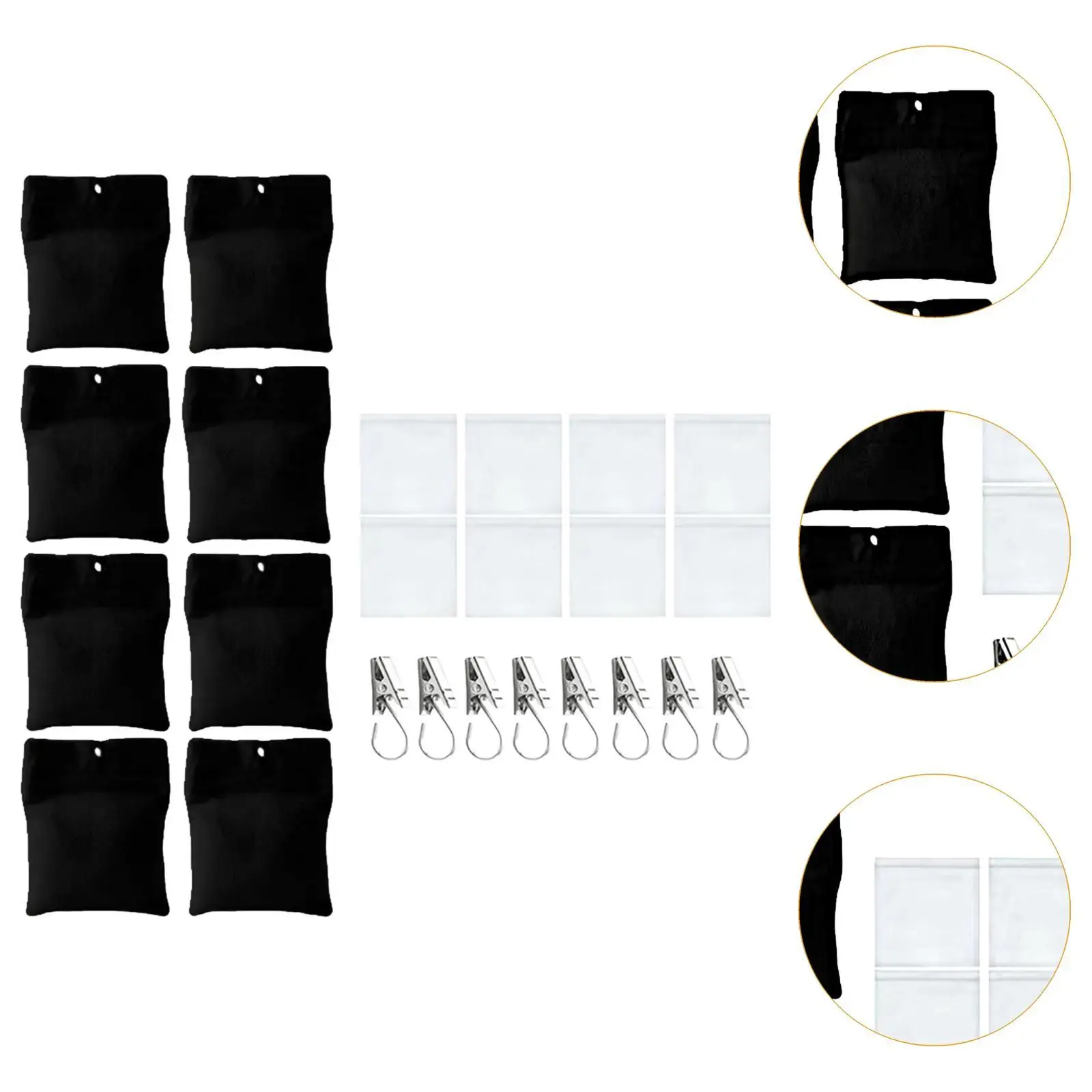 8x Outdoor Curtain Weights, Practical with PE Bags Self Sticky Design with Clamps for Wind Flag Table Cloth Drapery Outside