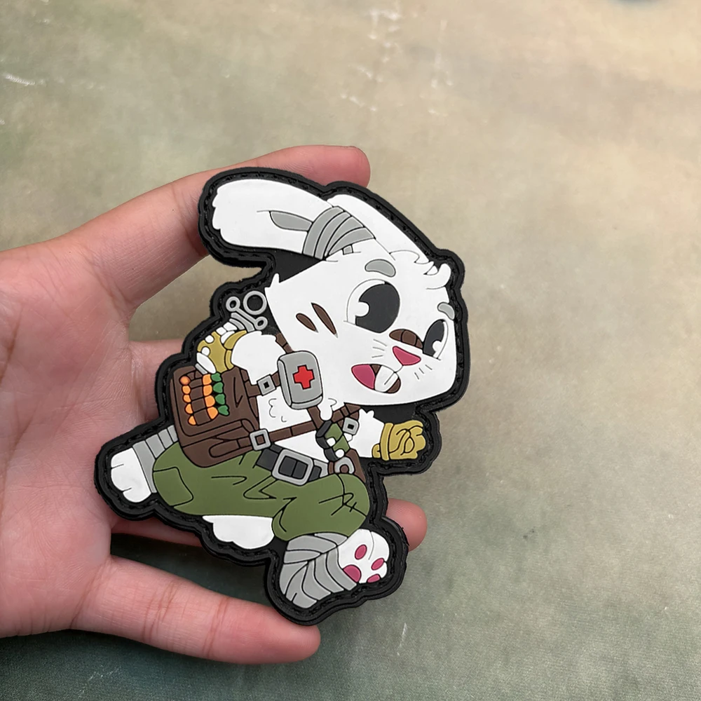 

A Rabbit Pvc Patch Tactical Vest/Sling Badge Sticker Patch Pvc with Luminous Effect, Hook-And-Loop Backing Morale Patch Backpack Patch Clothing Patch Soft Rubber