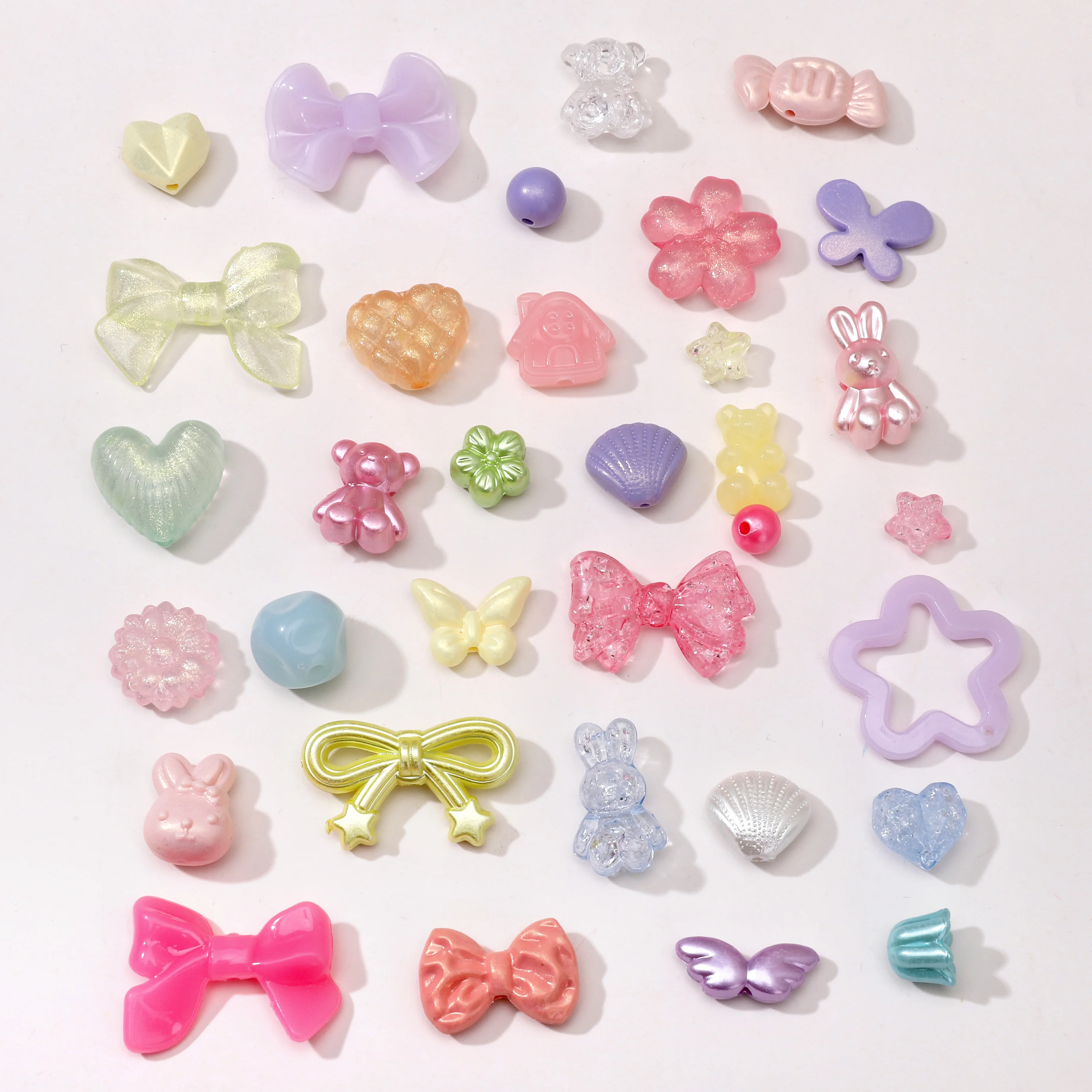 

40-500pcs Candy Beading Color Acrylic Beads Flower Chain Loose Beads charm for Jewelry Making DIY Necklace Accessories Gifts