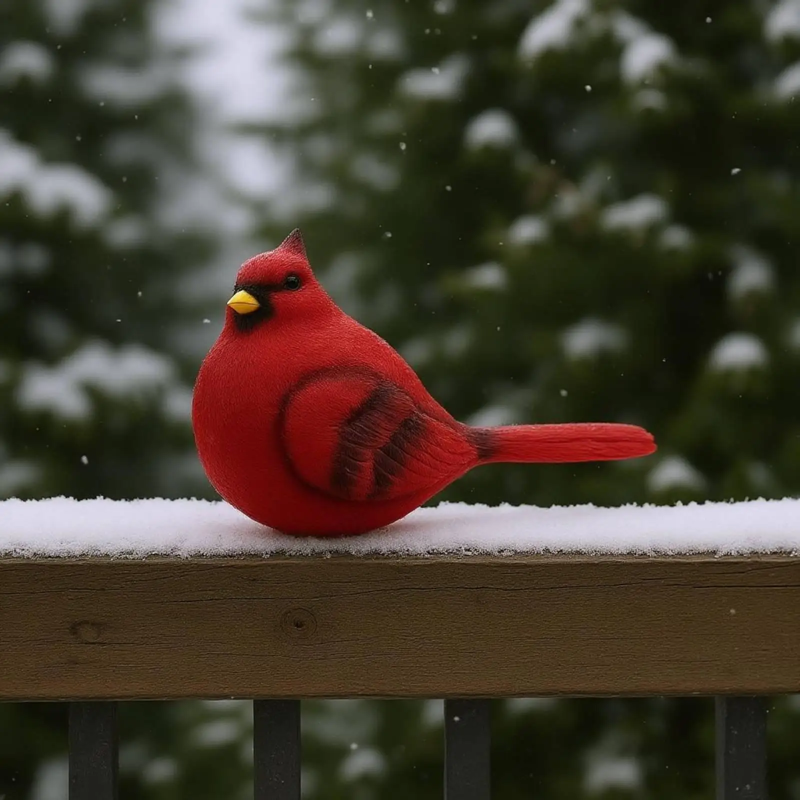 Bird Figurine Textured Feathers Red-Crested Bird Statue Long Tail Outdoor Decor for Garden, Courtyard, Balcony
