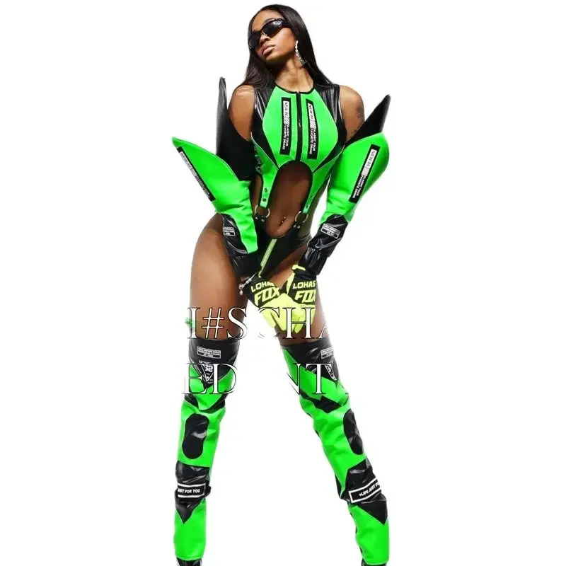 Frauen Pole Dance Kleidung Nachtclub DJ DS Dance Team Bühne Rave Outfits 4 Fluoreszierende Farben Gogo Tänzerin Kostüme