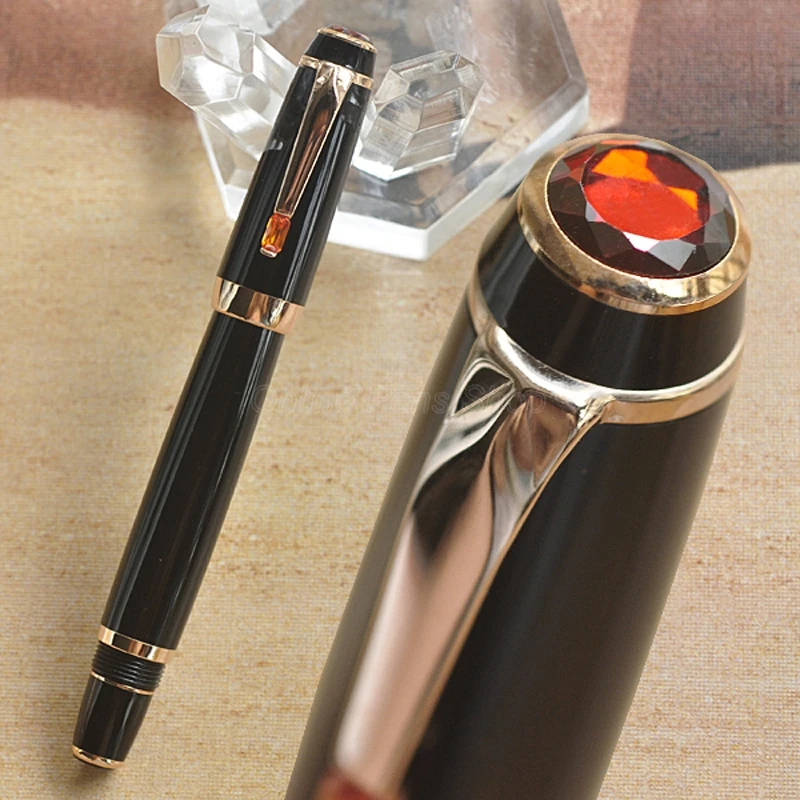 

Crocodile Classic Black Rollerball Pen, Noble Ruby on Top With Golden Clip Writing Gift Pen Box Optional Fine Quality Pen