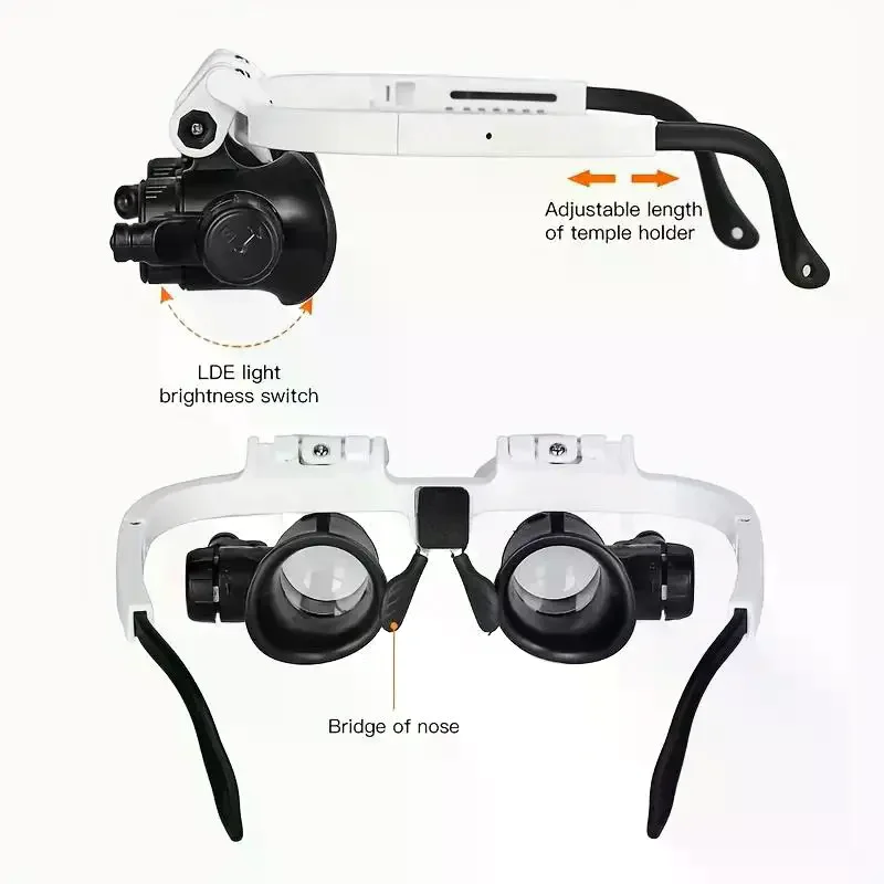 Magnifying Glass 8X/15X/23X Jeweler Watchmaker With LED Light Telescopic Headband Magnifier Glasses Reading Loupes Eyewear view 6