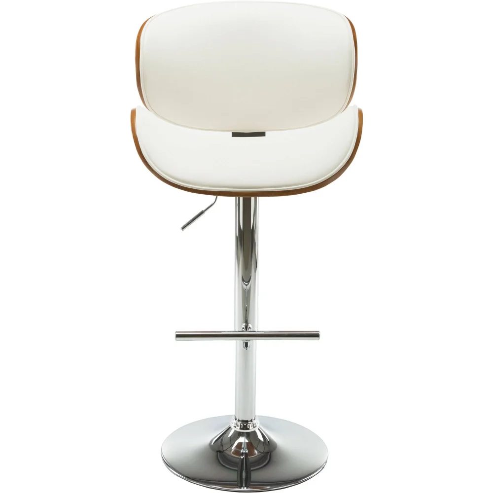 

Modern Curved Framed Height Adjustable Swivel Metal Faux Leather Barstool Chair, 24"-32"