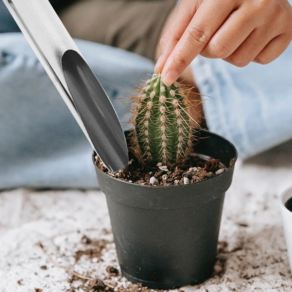 Stainless Steel Soil Scoop Portable Lightweight Handheld Garden Shovel for Planting Bonsai Succulents Vegetable Potting Soil