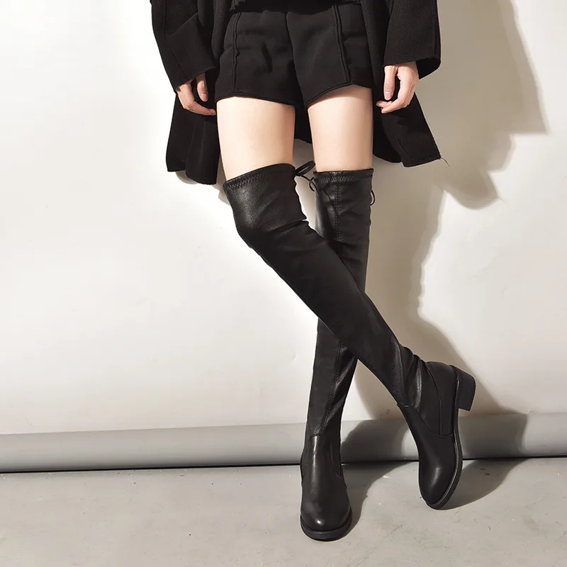 

Women's Over The Knee Boots New Female Autumn Winter Square Low Heels Knee High Boot Footwear for Women 2025 Thigh Fashion Shoes