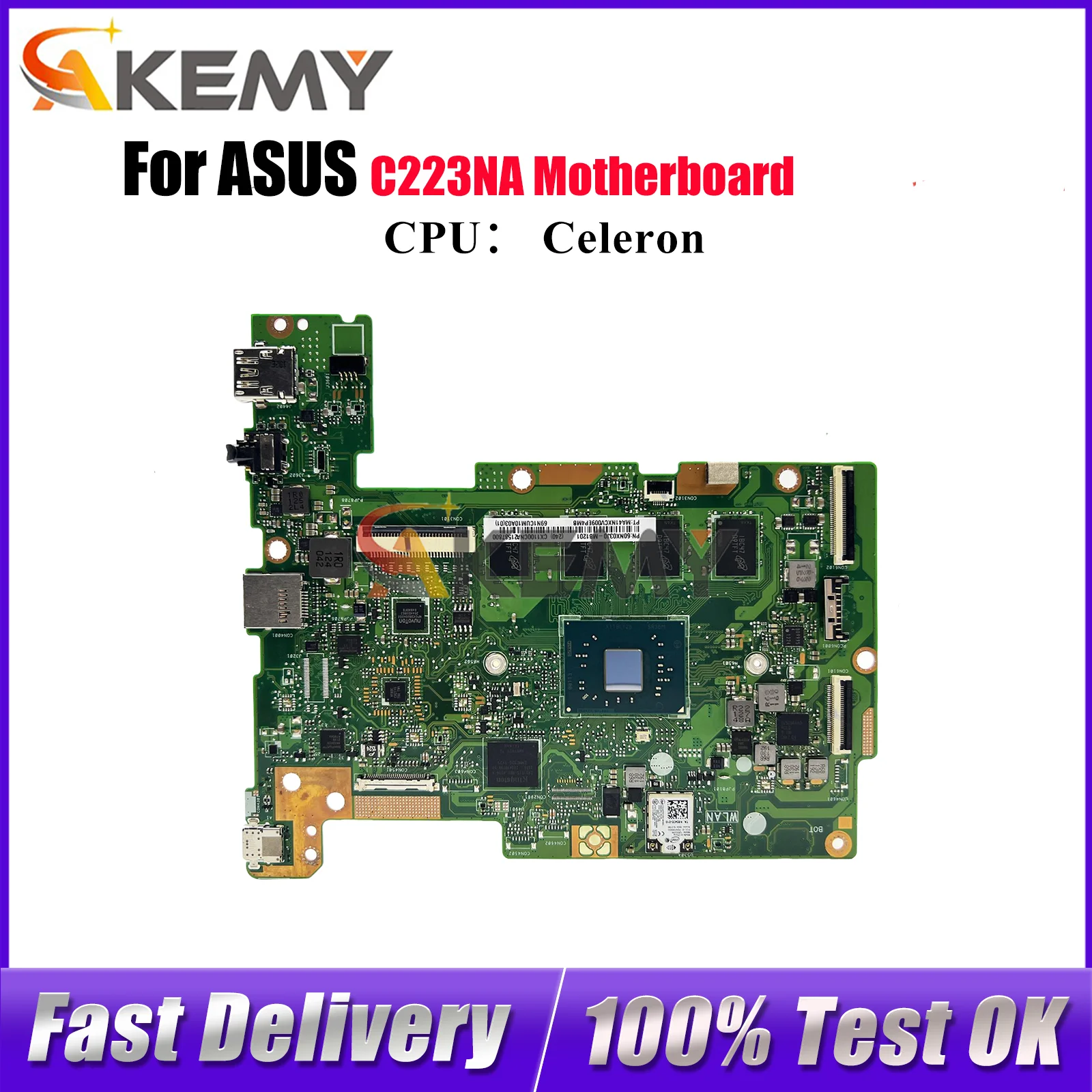 C223NA Laptop Motherboard For ASUS Chromebook C223NA C223N Notebook Mainboard With Celeron CPU 100% Tests OK Fast Shipping Stk