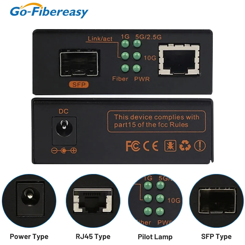 Imagem -05 - Conversor de Mídia Sfp 10gb 1fx Sfp Mais para 1tx Utp Rj45 10km20km40km80km lc 10gbase-fx Módulo Sfp Interruptor de Fibra Equipamento