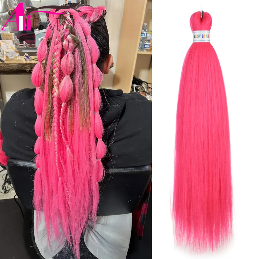 Braiding Hair Pre-stretched 26 Inch Green Hair Extensions for Braids Synthetic Hair DIY Pink Red Jumbo Ponytail Braid