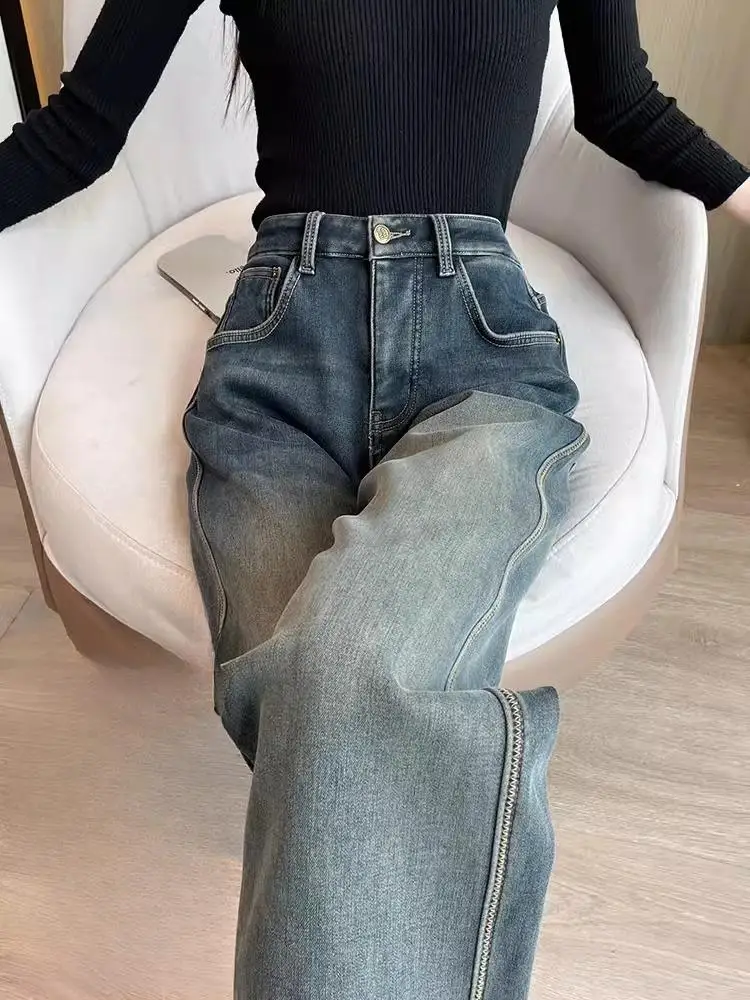 

Широкие брюки без карманов, женские осенние парусиновые эластичные брюки с жаккардовой подкладкой в стиле пэчворк, нежные женские брюки в клетку