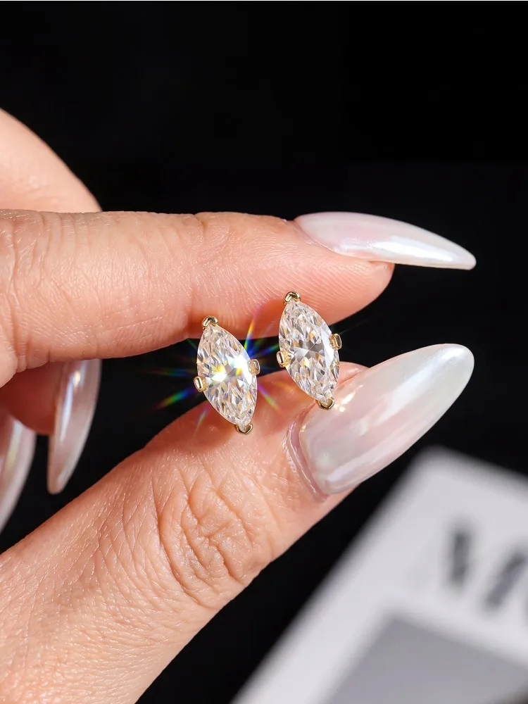 Elegante, schlichte 0,5ct Moissanit-Diamant-Marquise-Ohrringe für Damen, Hochwertiger Modeschmuck für Jubiläumsfeiern – Detail 4
