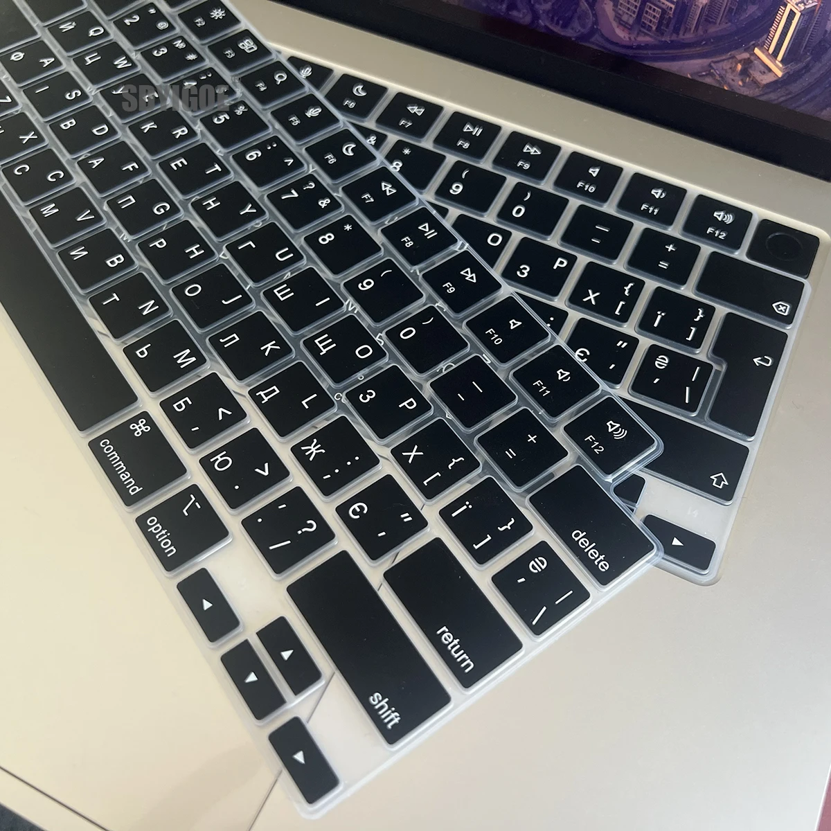 For MacBook Air Ukrainian Cyrillic Alphabet Layout Keyboard Cover Skin Compatible with M4 A3240 M3 A3113 M2 A2681 & 15.3' A3241