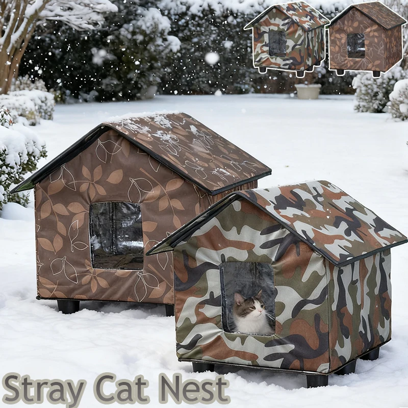 

Weatherproof Feral Cat Shelter All Season Universal Breathable Foldable Cat Tent Winter Warm Pet House for Garden Street Patio