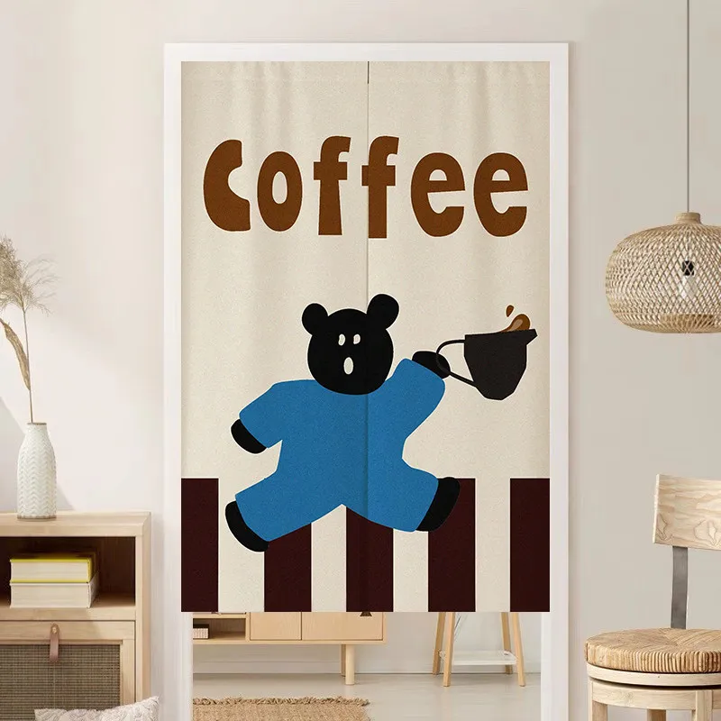 VIKAMA Polka Dot Dachshund Noren Door Curtain Cartoon Puppy Print Hanging Curtain Entryway Partition Soft Cute Home Decor