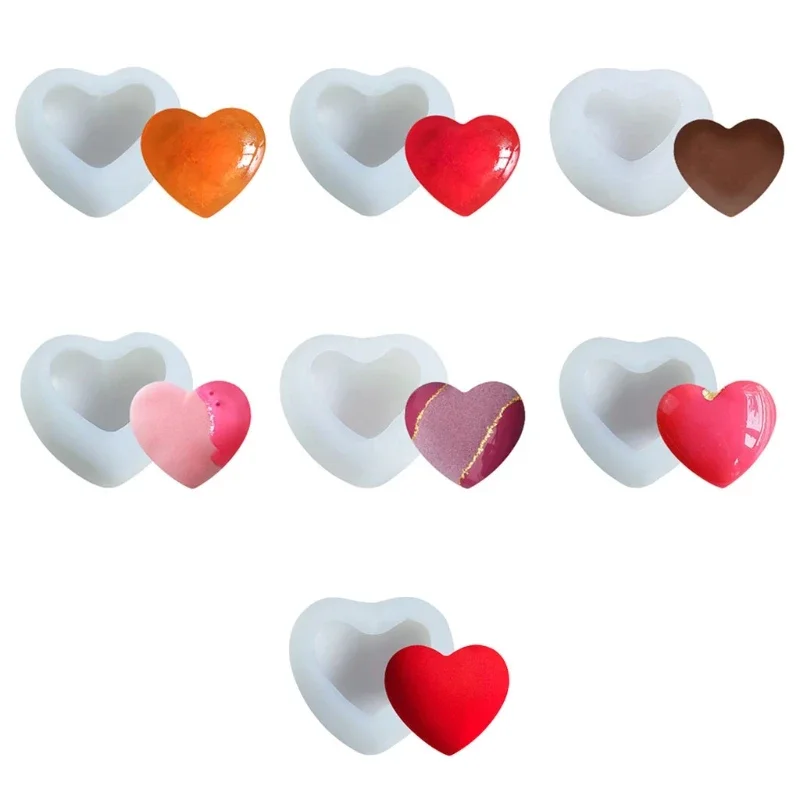 Romantic 3D Love Heart Cake Mould Chocolate Silicone Mould Resin Crystal Epoxy Mold Crafts Aromatherapy Candle Soap Making Tool