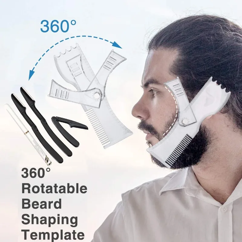 Beard Styling Template Adjustable Facial Hair Template Practical Men Shaving Tool Set Home Styling Gadgets Mustache Trimming Set