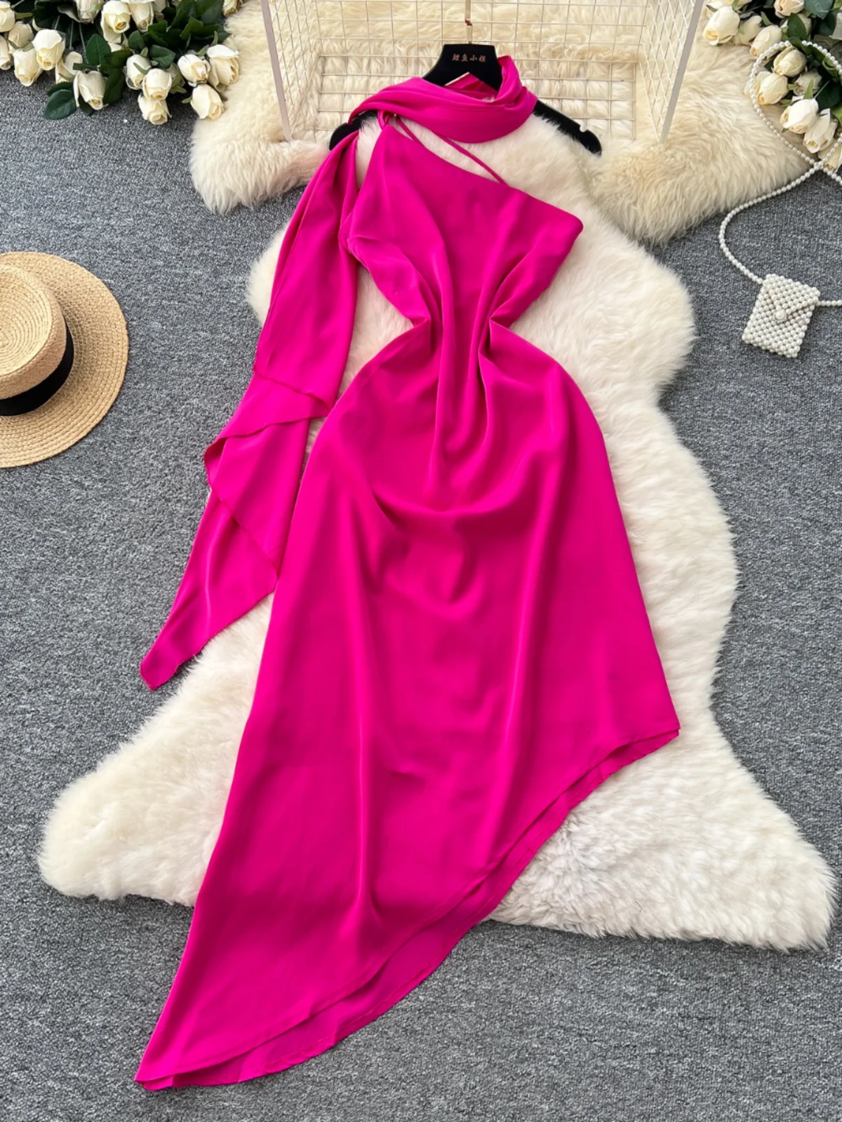 Vaion Aosphere Sensation ฤดูร้อน 2025 เอวสูง A-Line Dr การออกแบบที่ไม่สม่ําเสมอ Slimming Sa ผ้าไหมซาตินยาว Sve Dr