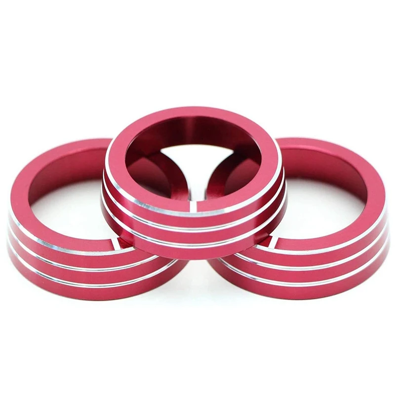 

AU34-3 шт. красные алюминиевые чехлы на ручки климат-контроля переменного тока, совместимые с MK6 Golf Jetta