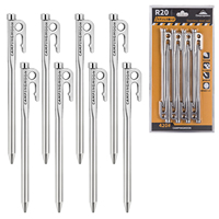20cm/26cm/30cm/35cm/40cm Heavy Duty Steel Tent Stakes Pegs with Hook and Hole Design for Outdoor Backpacking Camping Tent Canopy