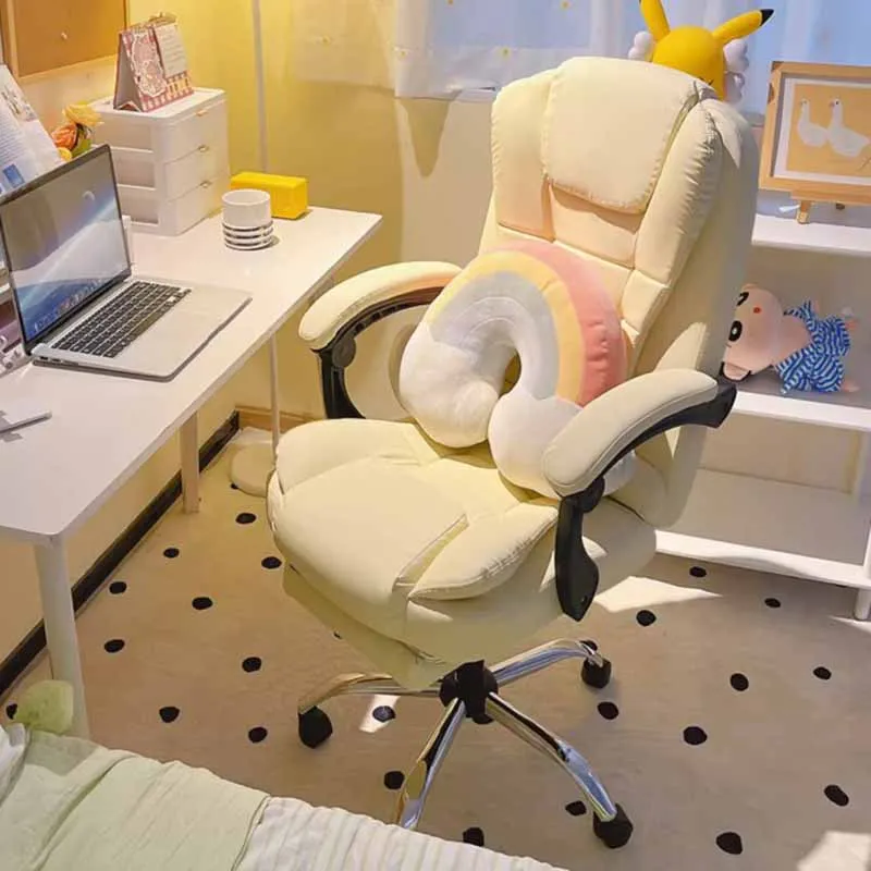 Luxury Glides Office Chair Back Velvet Kid Study White Swivel Arm Chair Ergonomical Women Cadeira De Escritorio Office Furniture