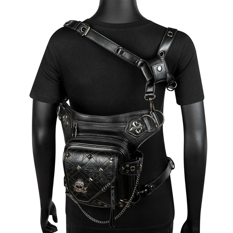 

Steampunk Waist Leg Bag Women Men Victorian Style Leather Crossbody Bag Motorcycle Thigh Hip Belt Pack Messenger Shoulder Bags