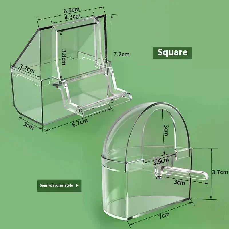 Transparent Parrot Feeder Bird Food Bowl Hangable Detachable With Stand Prevent Scattering Dispenser Parrots Food Container