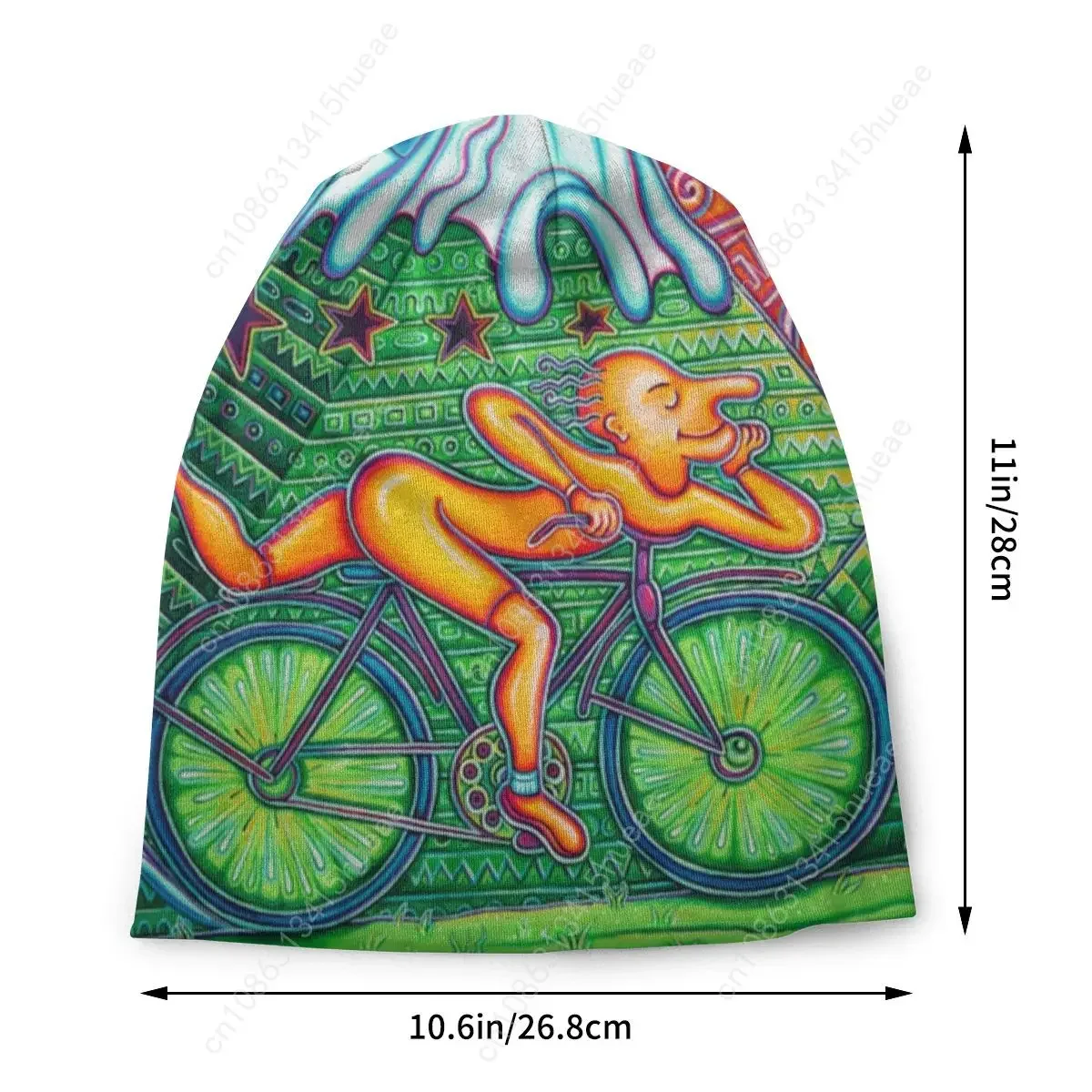 Custom Albert Hoffman LSD Bicycle Day Slouchy Beanie Hats Men Women Acid Blotter Party Knit Skullies Beanies Cap for Winter Ski