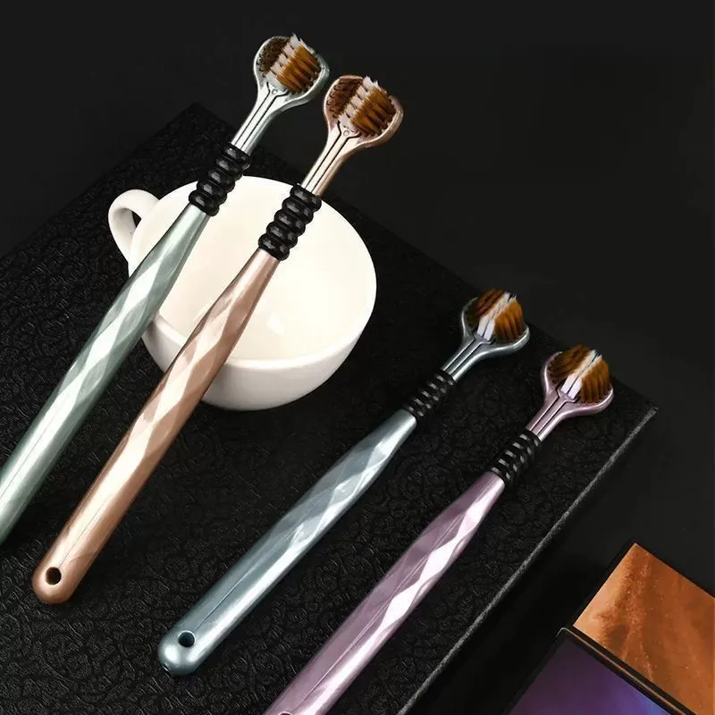 فرشاة أسنان منزلية ذات ثلاثة جوانب، فرشاة أسنان ذات شعيرات ناعمة، فرشاة تنظيف الفم #4