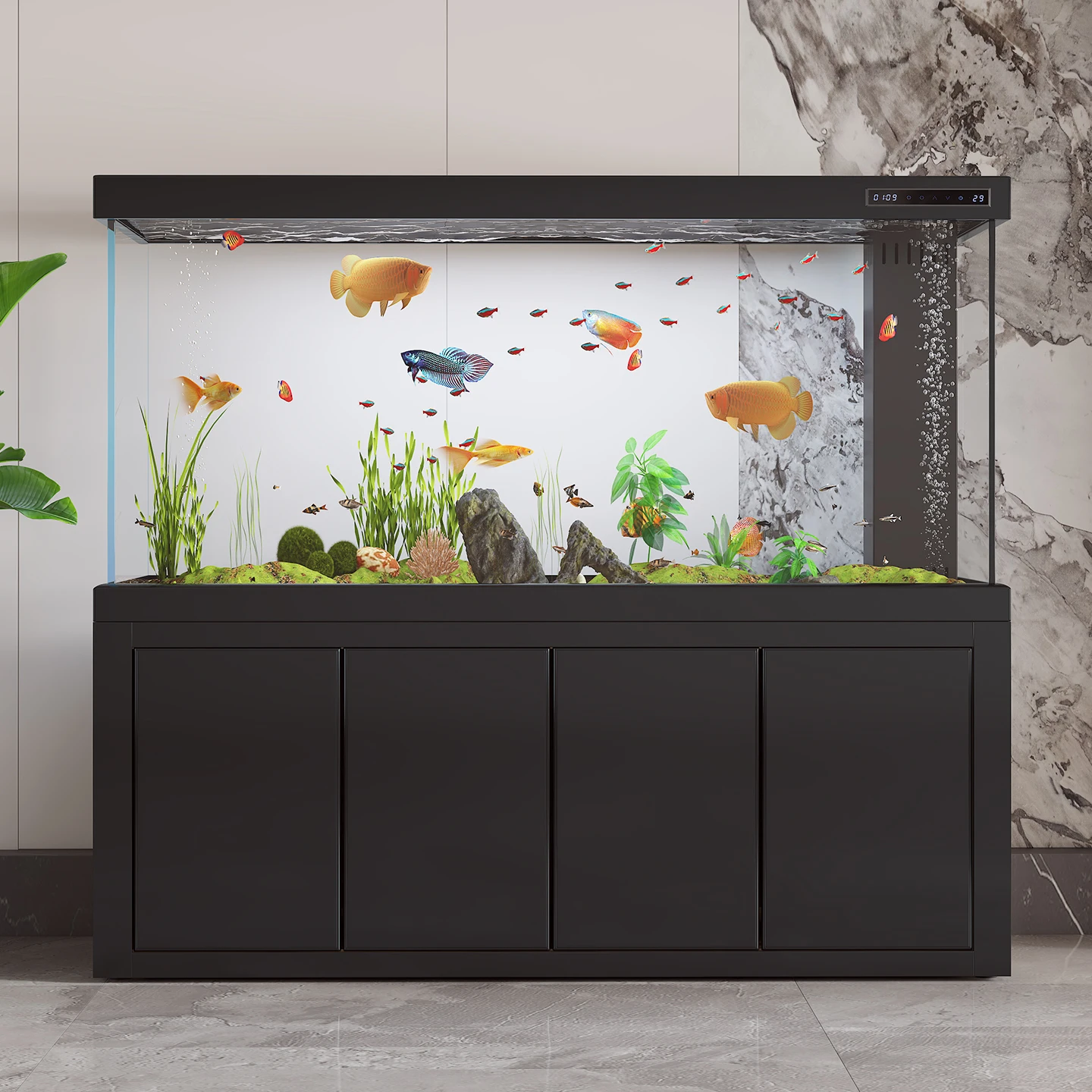 

Роскошный аквариум из ультрапрозрачного стекла для рыб Арована, с алюминиевым шкафом и нижним фильтром, безрамный, для гостиной. Заказ напрямую с завода в один клик.