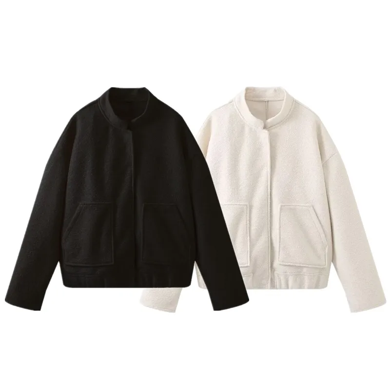 Schlankmachende, vielseitige, lockere Piloten-Jacet-Oberbekleidung für Damen, Herbst 2024, erschwinglicher Ort-Mantel, normale Länge, anderes Material, 00 %