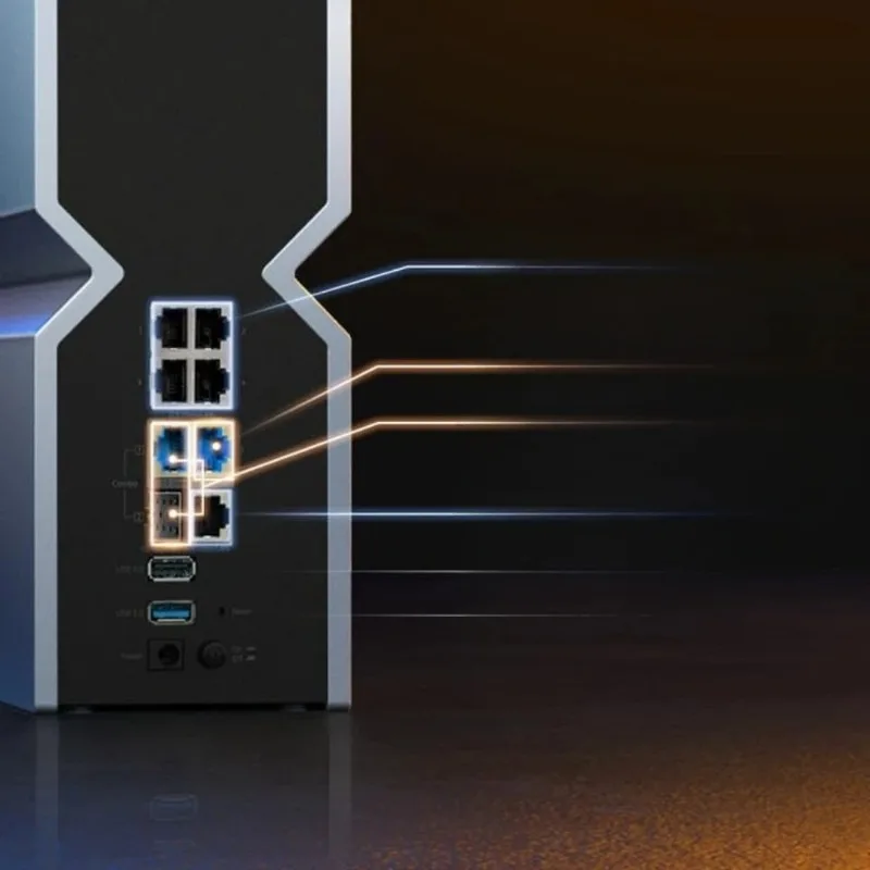 شائع مع منافذ إيثرنت مزدوجة 10 جيجابت في الثانية وشاشة تعمل باللمس LED، و12 هوائيًا عالي الأداء، ودعم VPN.