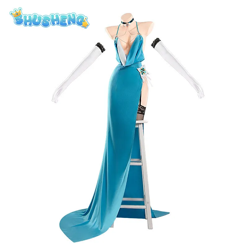 Blue Archive Ichinose Asuna Cosplay Costume Game Anime Play Role Women sexy blue dress Halloween carnival new fish tail skirt view 3
